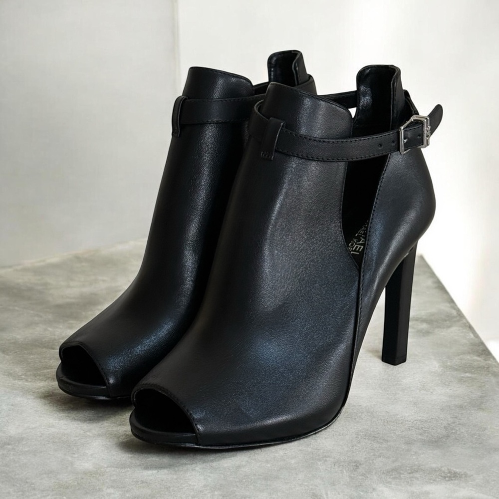 NWOT Michael Kors Black Lawson Open Toe Stiletto Heel Ankle Boots Booties! Sz 6 - Picture 4 of 12